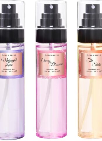 Clean-n-Fresh Body Spray for Women, Body Mist, Fragrance Mist Gift Sets, Pack of 3, Each 3.4 Fl Oz, Total 10.2 Fl Oz, Cherry Blossom