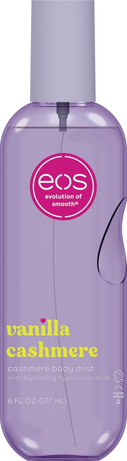 eos Cashmere Body Mist, Vanilla Musk & Cozy Caramel, Hair Mist and Body Spray for Women, Moisturizing Formula with Hyaluronic Acid, Vegan, Cruelty-Free, 6 fl oz