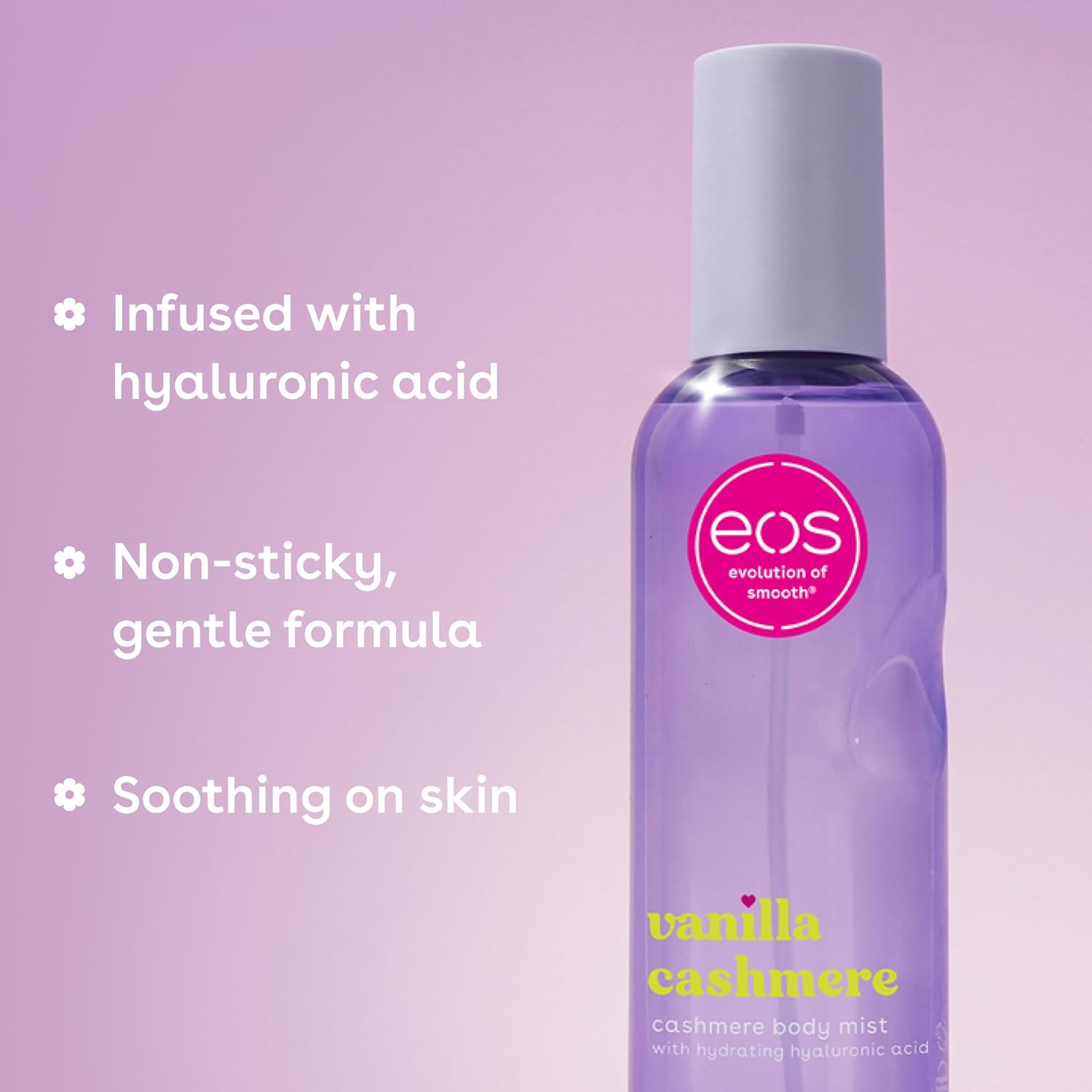 eos Cashmere Body Mist, Vanilla Musk & Cozy Caramel, Hair Mist and Body Spray for Women, Moisturizing Formula with Hyaluronic Acid, Vegan, Cruelty-Free, 6 fl oz - Image 5