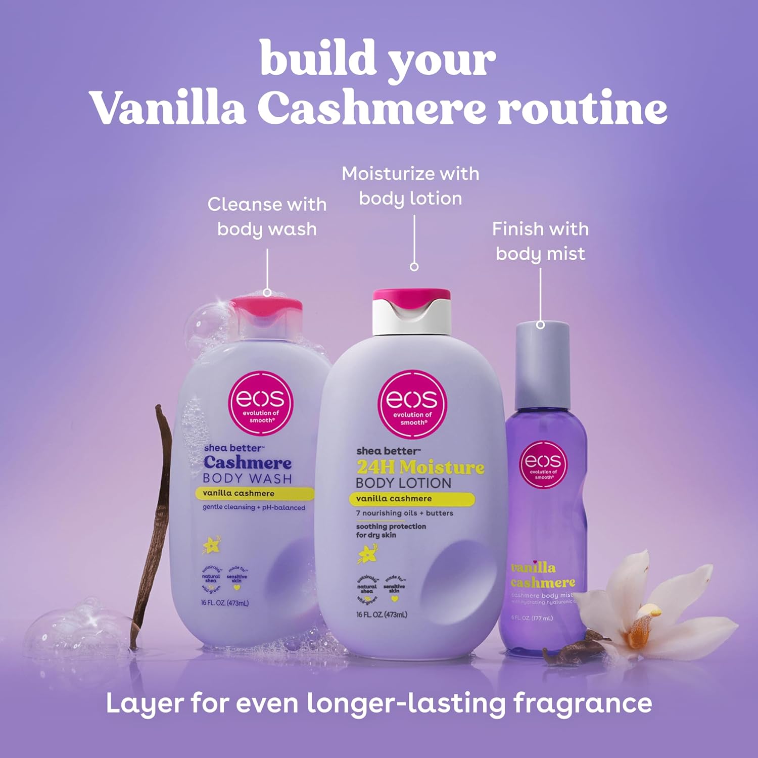 eos Cashmere Body Mist, Vanilla Musk & Cozy Caramel, Hair Mist and Body Spray for Women, Moisturizing Formula with Hyaluronic Acid, Vegan, Cruelty-Free, 6 fl oz - Image 6