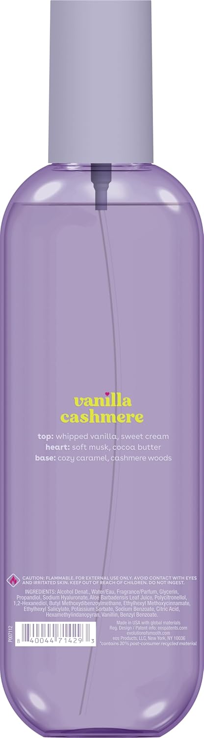 eos Cashmere Body Mist, Vanilla Musk & Cozy Caramel, Hair Mist and Body Spray for Women, Moisturizing Formula with Hyaluronic Acid, Vegan, Cruelty-Free, 6 fl oz - Image 8