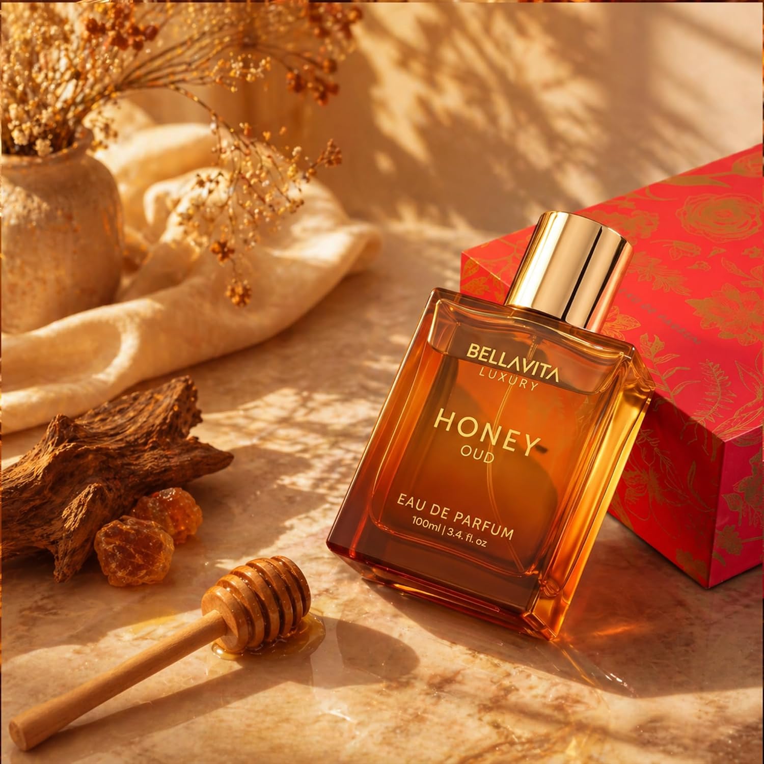 Bellavita Luxury Honey Oud Eau de Parfum | 100 ml (3.4 fl.oz.) | Perfume for Men and Women | Sweet Honey, Bergamot, Oud, and Amber Notes | Women's Day Special - Image 9